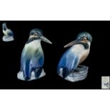 Bing and Grondahl Superb Quality Pair of Hand Painted Bird Figures ( 2 ) ' Kingfisher ' Number 1619.