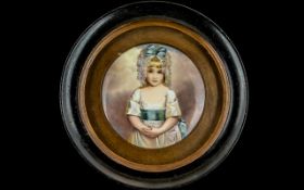 A Fine Quality Miniature Painting on Porcelain of Charlotte Augusta Papendiek, painted and signed by