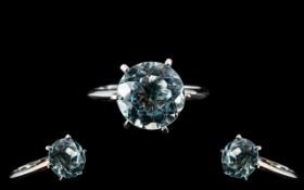 Sky Blue Topaz Solitaire Ring, size R, a 5.