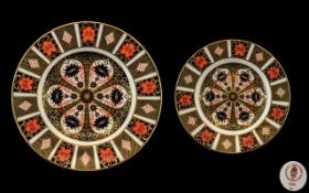 Two Royal Crown Derby 1128 Cabinet Plates 10 1/2 inches diameter and 8 inches.