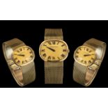 Bueche Girod - Superb Quality 9ct Gold - 1970's Wrist Watch with Wonderful Quality Integral Mesh