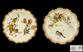 Royal Worcester Superb Hand Painted Blush Ivory Cabinet Plate,