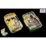 Halcyon Days Enamels - Fine Pair of Painted Enamel Lidded Boxes - Rectangular Shapes In a Ltd and