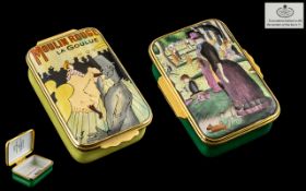 Halcyon Days Enamels - Fine Pair of Painted Enamel Lidded Boxes - Rectangular Shapes In a Ltd and