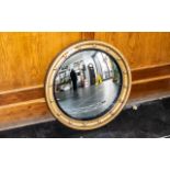 Vintage Convex Circular Mirror. Regency Style Mirror of Convex Design. Lovely Shape and Style.