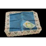 R A C Embroidered Blue Silk Table Place Setting Napkin, from WWI