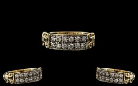 Ladies - Attractive 9ct Gold Diamond Set Dress Ring, Full 9.375 Hallmark to Interior of Shank.