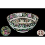 Chinese Canton Decorated Bowl with traditional patterns, 10 inches (25cms) in diameter