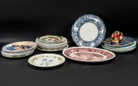 Large Collection of Cabinet Plates, including Adams pink and white 'English Scenic' platter; two