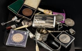 A Mixed Lot of Collectibles to include two silver Crowns dated 1898 and 1900,