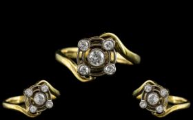 Antique Period Ladies 18ct Gold Diamond Set Dress Ring of Excellent Design and Setting.