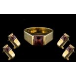 Ladies 18ct Gold Stone Set Ring with Matching Pair of 18ct Gold Stone Set Earrings.