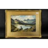 Edward H Thompson Original Watercolour 'Elter Water & Langdale Pikes',