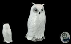 Royal Copenhagen Superb Quality Handmade and Hand Painted Porcelain Figure ' Owl ' White.
