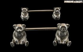 Edwardian Period - Sterling Silver Novelty Pair of Father Bear,