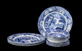 Quantity of Spode 'Italian' Blue & White Porcelain, comprising four 6" bowls, four 6" side plates,