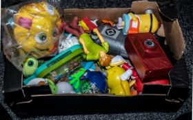 Box of McDonald's Toys. Over 30 items in total.