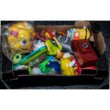 Box of McDonald's Toys. Over 30 items in total.