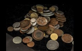 Mixed Collection of Copper English Coins and Foreign Coins.