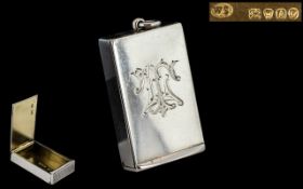A Victorian Period Sterling Silver Vesta Case of Rectangular Form.
