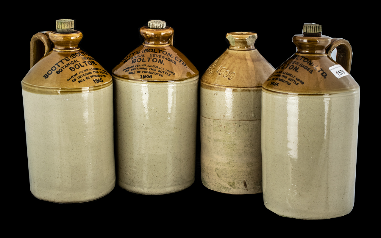 Four Stoneware Flagons -comprising three from The Botanical Beverages,