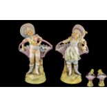A Fine Pair of German 19th Century Hand Painted Bisque Figurines.