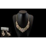 AB Crystal Statement Necklace and Matching Earrings,