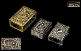 Collection of Three Matchbox Covers, one Chinese with silver export marks, circa 1900,