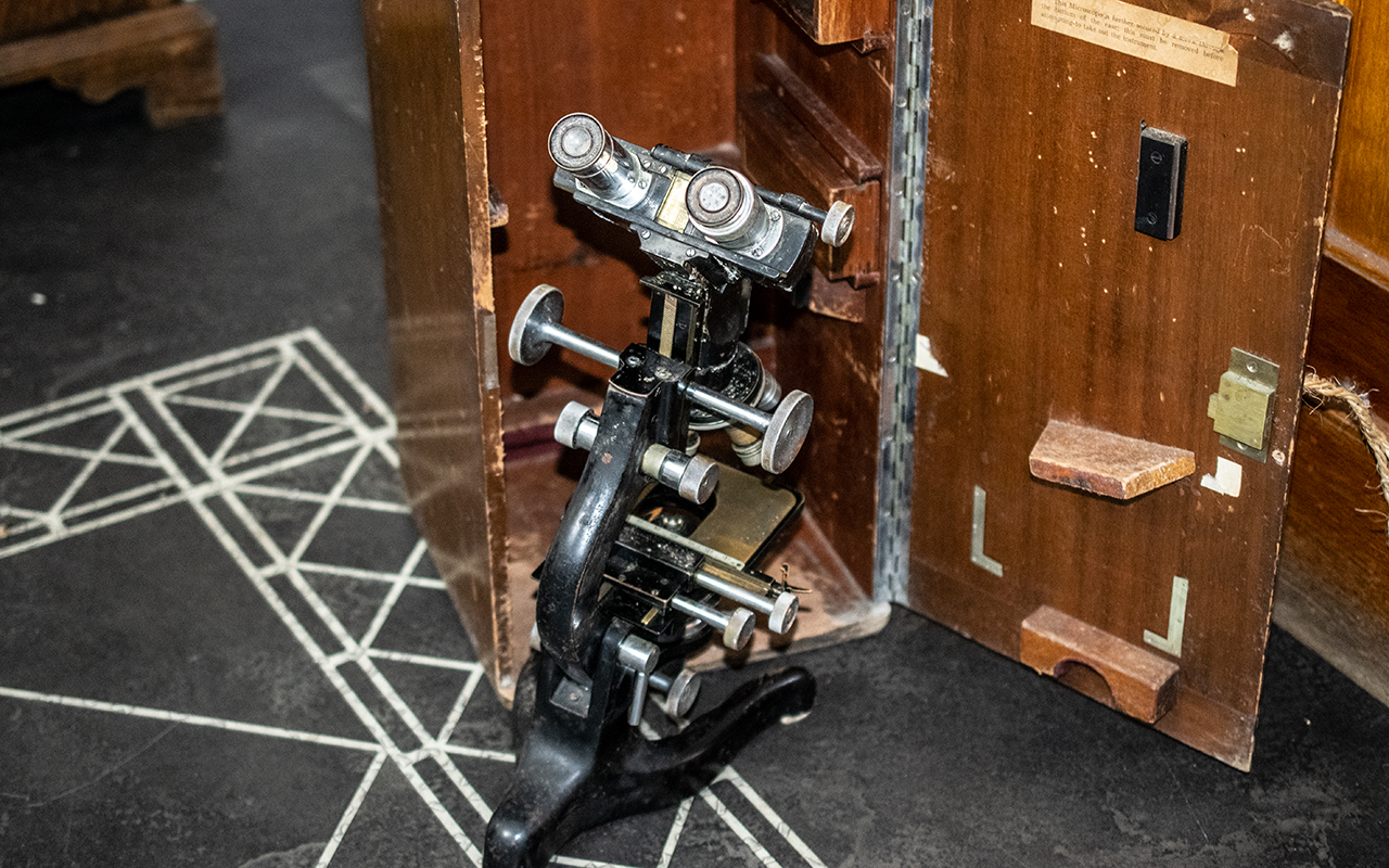 Vintage Microscope in Wooden Locking Case, box measures 18" x 9", - Image 2 of 2