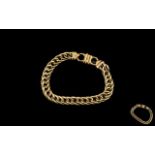 9ct Gold - Double Link Bracelet with Excellent Clasp. Fully Hallmarked for 9.375.