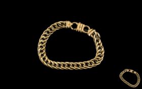 9ct Gold - Double Link Bracelet with Excellent Clasp. Fully Hallmarked for 9.375.