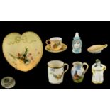 A Collection of Royal Worcester Hand Painted Small Items ( 8 ) Items In Total.