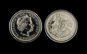 United Kingdom 2009 - 2 Pound Britannica One Oz Fine Silver Coin. Purity .999.
