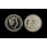 United Kingdom 2009 - 2 Pound Britannica One Oz Fine Silver Coin. Purity .999.