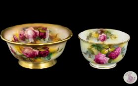 Two Royal Worcester Bowls depicting Roses,