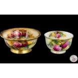 Two Royal Worcester Bowls depicting Roses,