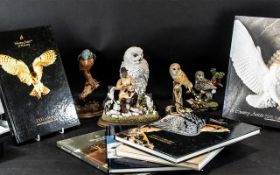 Collection of Border Fine Art Figures, comprising an Owl on a wooden fence 7" tall,