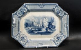 Antique Staffordshire blue and white platter titled "Corrella" by B & S Potters in England.