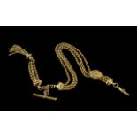 A Superb - 19th Century 15ct Gold - Deluxe Fancy Ornate Watch Chain with Tassels Drop and Slide