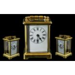 Small Brass Carriage Clock. Measures Approx 4.5 by 3 Inches.