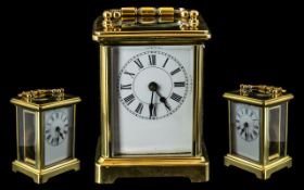 Small Brass Carriage Clock. Measures Approx 4.5 by 3 Inches.
