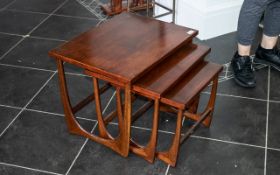 Modern Nest of Three Tables, in teak wood, comprising three tables,