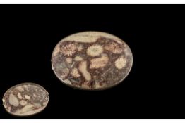 Ladies - Large and Impressive 9ct Gold Mounted Picture Jasper Stone Set Brooch, of Oval Form and
