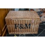 Large Fortnum & Mason Wicker Basket/Hamper, marked F & M to front,
