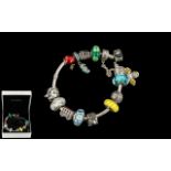 Pandora - Superb Sterling Silver Bracelet Loaded with 14 Quality Pandora Charms,