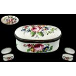 Bilston Enamels - Early Oval Shaped Lidded Snuff Box, Painted with Floral Sprays to Cover and Sides,