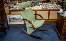 Peter Opsvik Designer Rocking Recliner Chair with a bentwood frame,