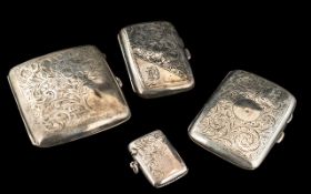 Three Silver Cigarette Boxes, all early 20th Century, bangs and dents,