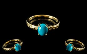 Turquoise Solitaire Ring, size Q, an ova