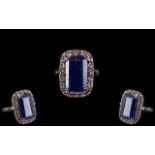 7.80 Ct Blue Sapphire Silver Ring with 0